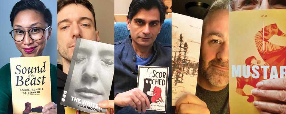 From L to R: Catherine Hernandez, Jordan Tannahill, Anosh Irani, Keith Barker, and Catherine Banks, holding their book recommendations