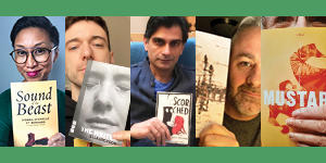 From L to R: Catherine Hernandez, Jordan Tannahill, Anosh Irani, Keith Barker, and Catherine Banks, holding their book recommendations
